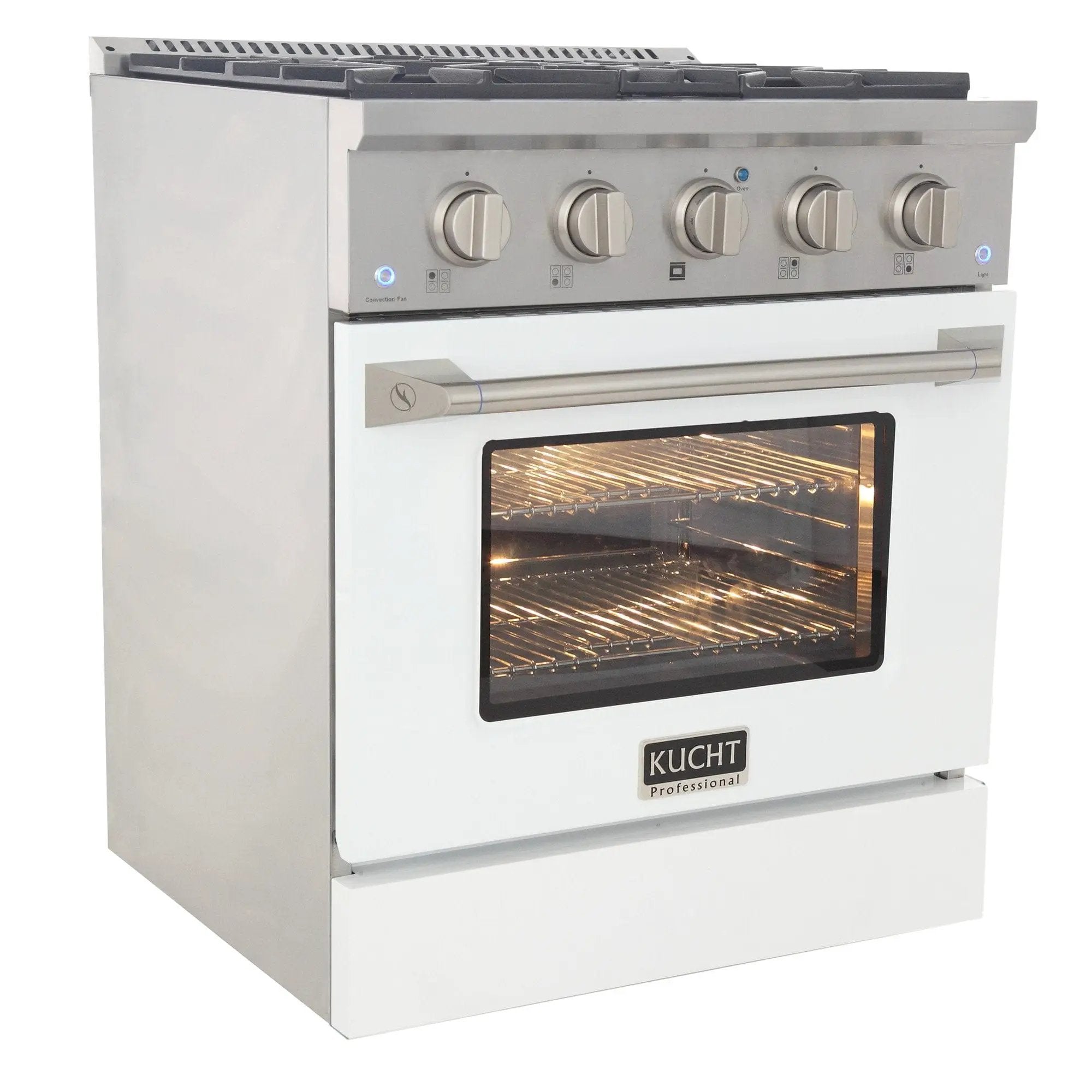 Kucht 30" Gas Range in Stainless Steel with White Oven Door, KNG301-W by Farmhouse Kitchen and Bath