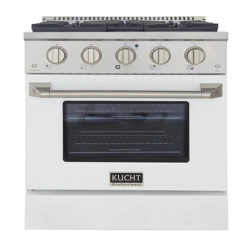 Kucht 30" Gas Range in Stainless Steel with White Oven Door, KNG301-W by Farmhouse Kitchen and Bath
