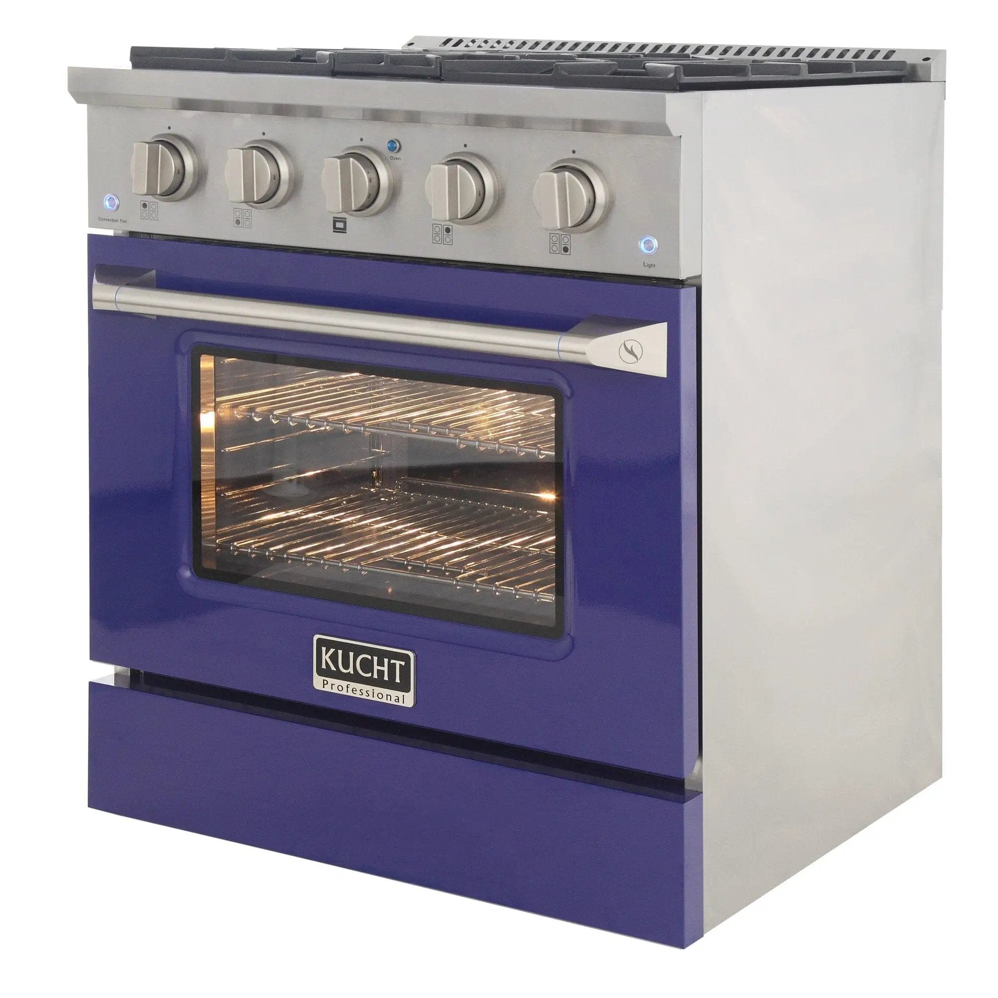 Kucht 30" Propane Range, Stainless Steel, Blue Oven Door, KNG301/LP-B by Farmhouse Kitchen and Bath
