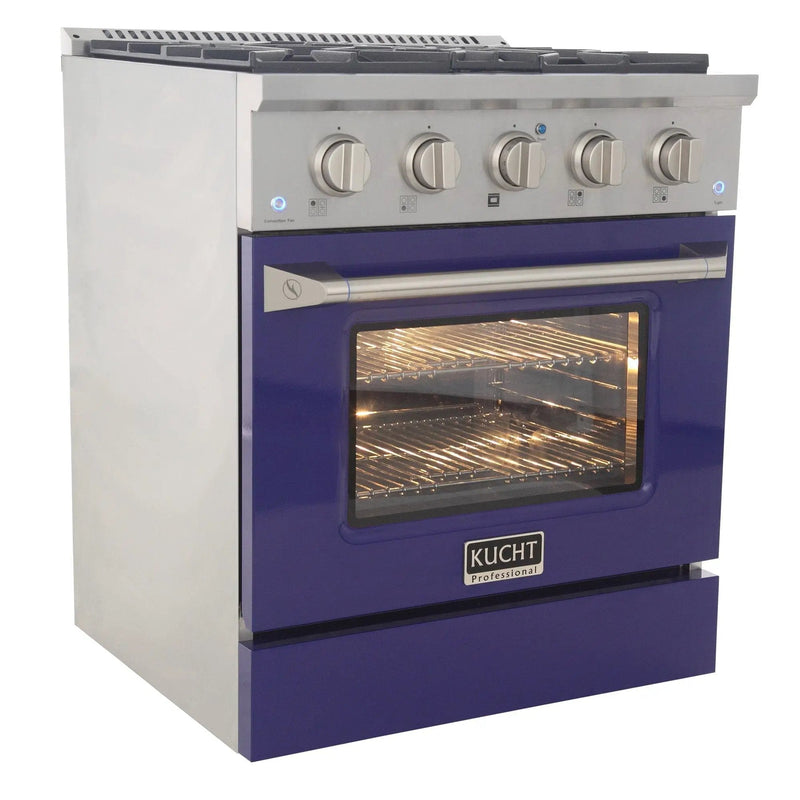 Kucht 30" Propane Range, Stainless Steel, Blue Oven Door, KNG301/LP-B by Farmhouse Kitchen and Bath