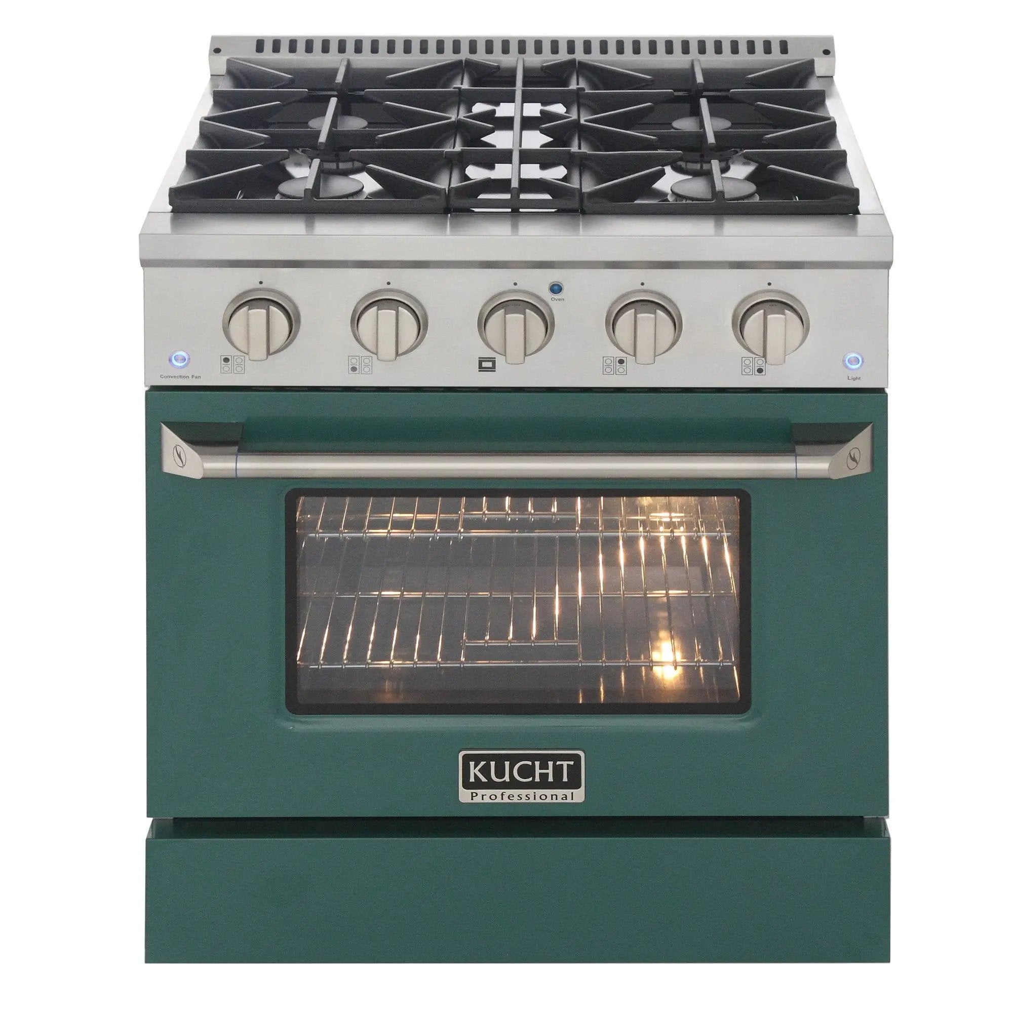Kucht 30" Propane Range, Stainless Steel, Green Oven Door, KNG301/LP-G by Farmhouse Kitchen and Bath
