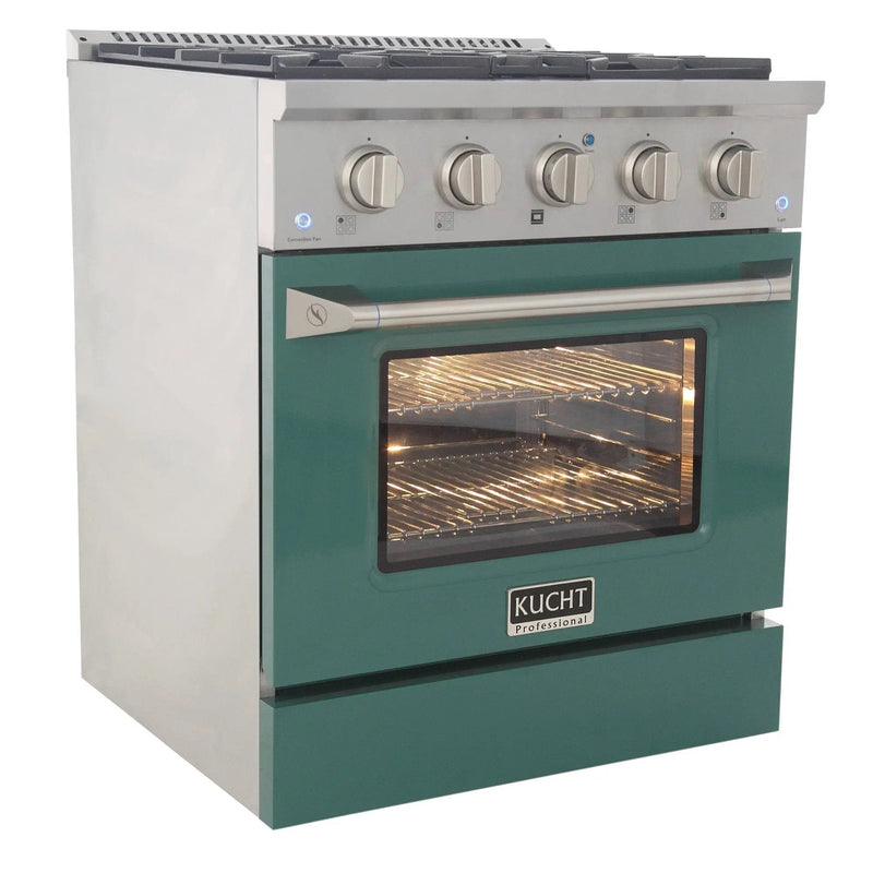 Kucht 30" Propane Range, Stainless Steel, Green Oven Door, KNG301/LP-G by Farmhouse Kitchen and Bath