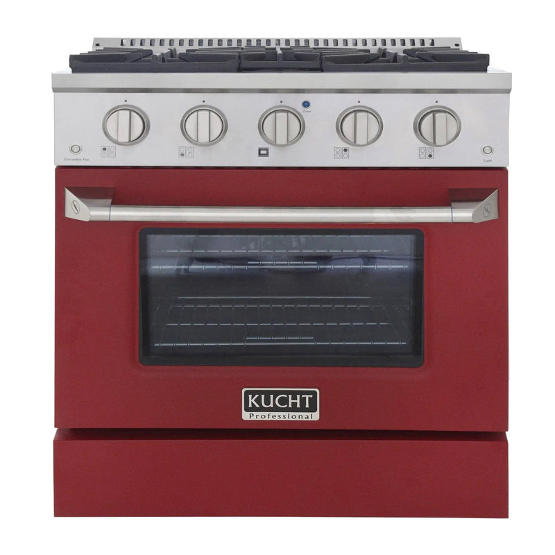 Kucht 30" Propane Range, Stainless Steel, Red Oven Door, KNG301/LP-R by Farmhouse Kitchen and Bath