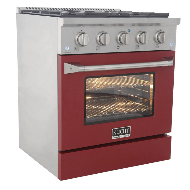 Kucht 30" Propane Range, Stainless Steel, Red Oven Door, KNG301/LP-R by Farmhouse Kitchen and Bath