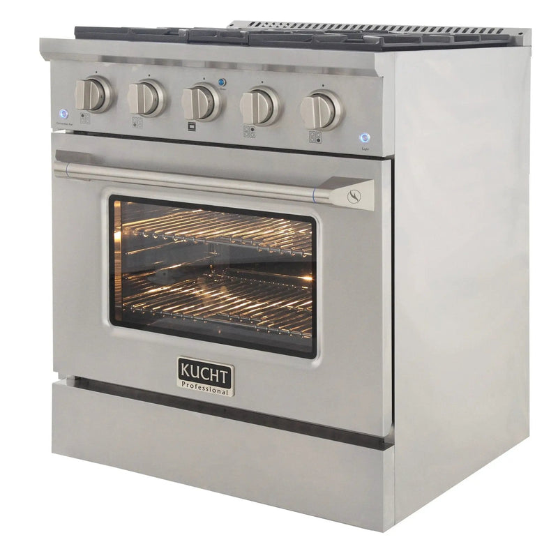 Kucht 30" Propane Range, Stainless Steel, Silver Oven Door, KNG301/LP-S by Farmhouse Kitchen and Bath