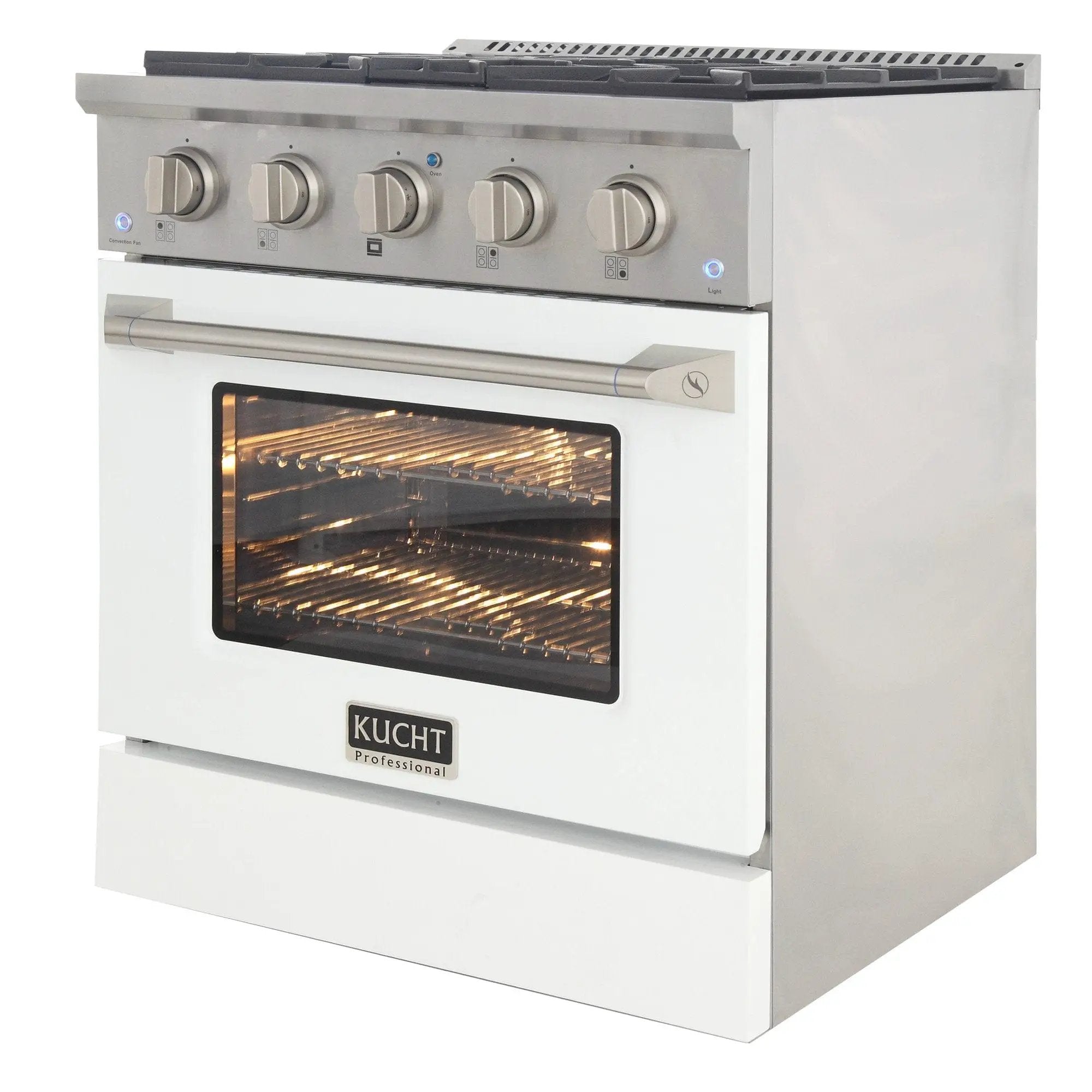 Kucht 30" Propane Range, Stainless Steel White Oven Door, KNG301/LP-W by Farmhouse Kitchen and Bath