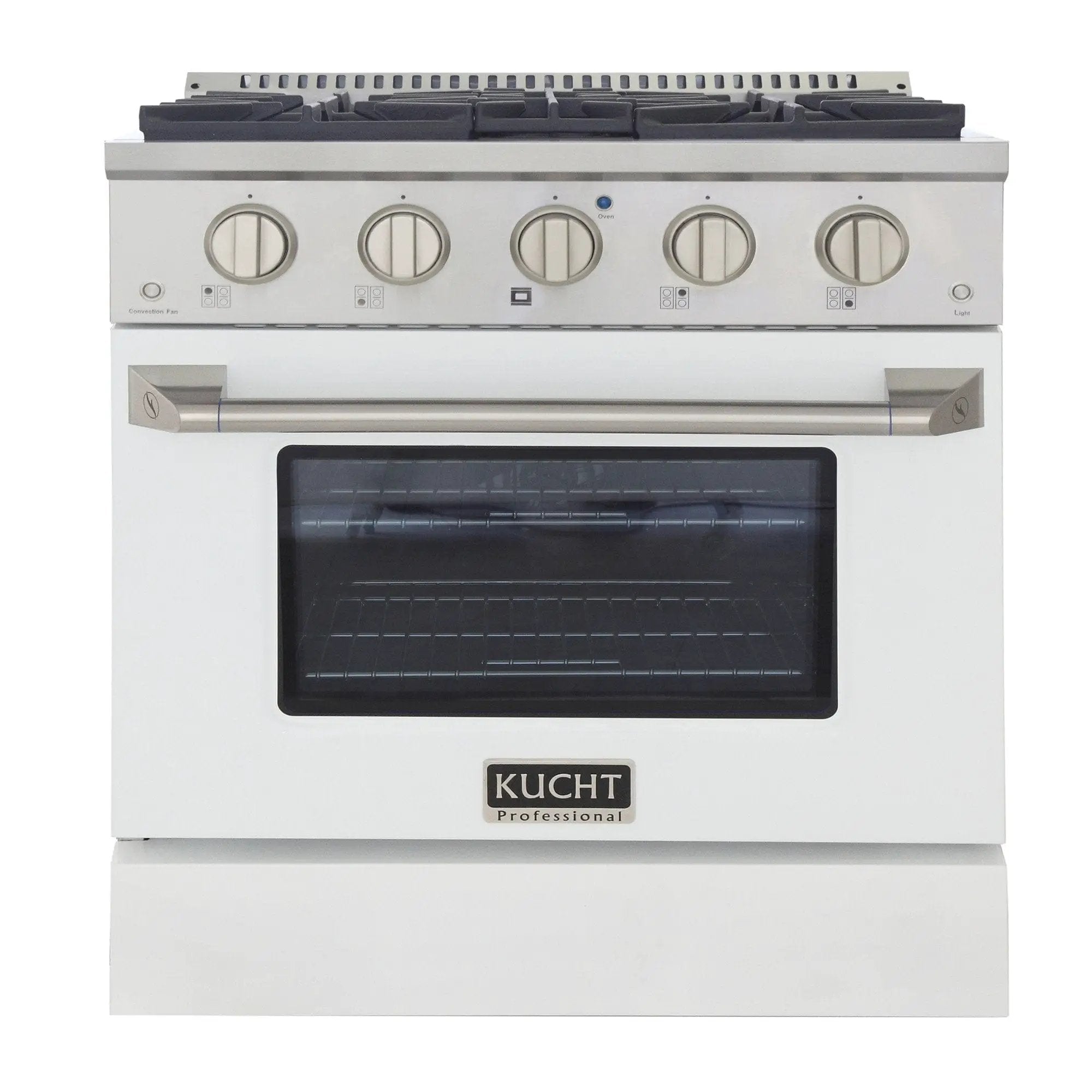 Kucht 30" Propane Range, Stainless Steel White Oven Door, KNG301/LP-W by Farmhouse Kitchen and Bath