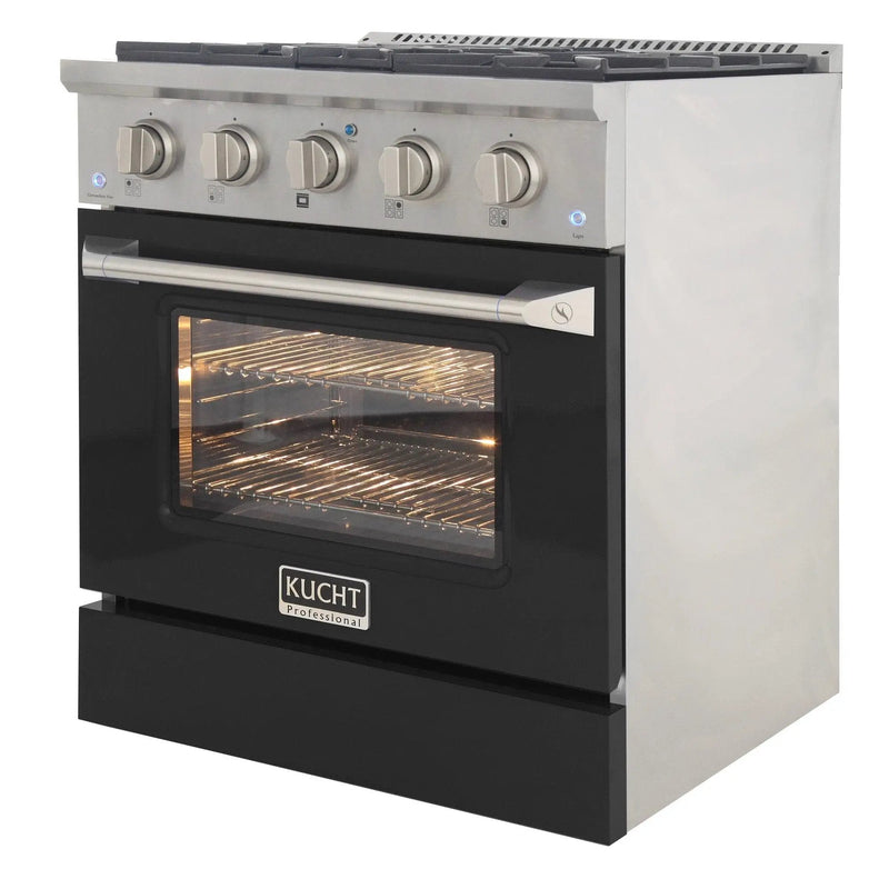 Kucht 30" Propane Range, Stainless Steel,Black Oven Door, KNG301/LP-K by Farmhouse Kitchen and Bath