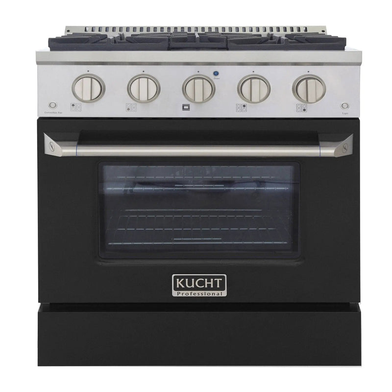 Kucht 30" Propane Range, Stainless Steel,Black Oven Door, KNG301/LP-K by Farmhouse Kitchen and Bath