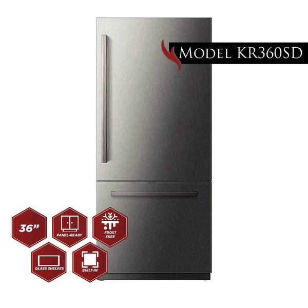 Kucht 36” Built-In, Counter Depth, Stainless Steel Refrigerator KR360SD, photo 2 of 5