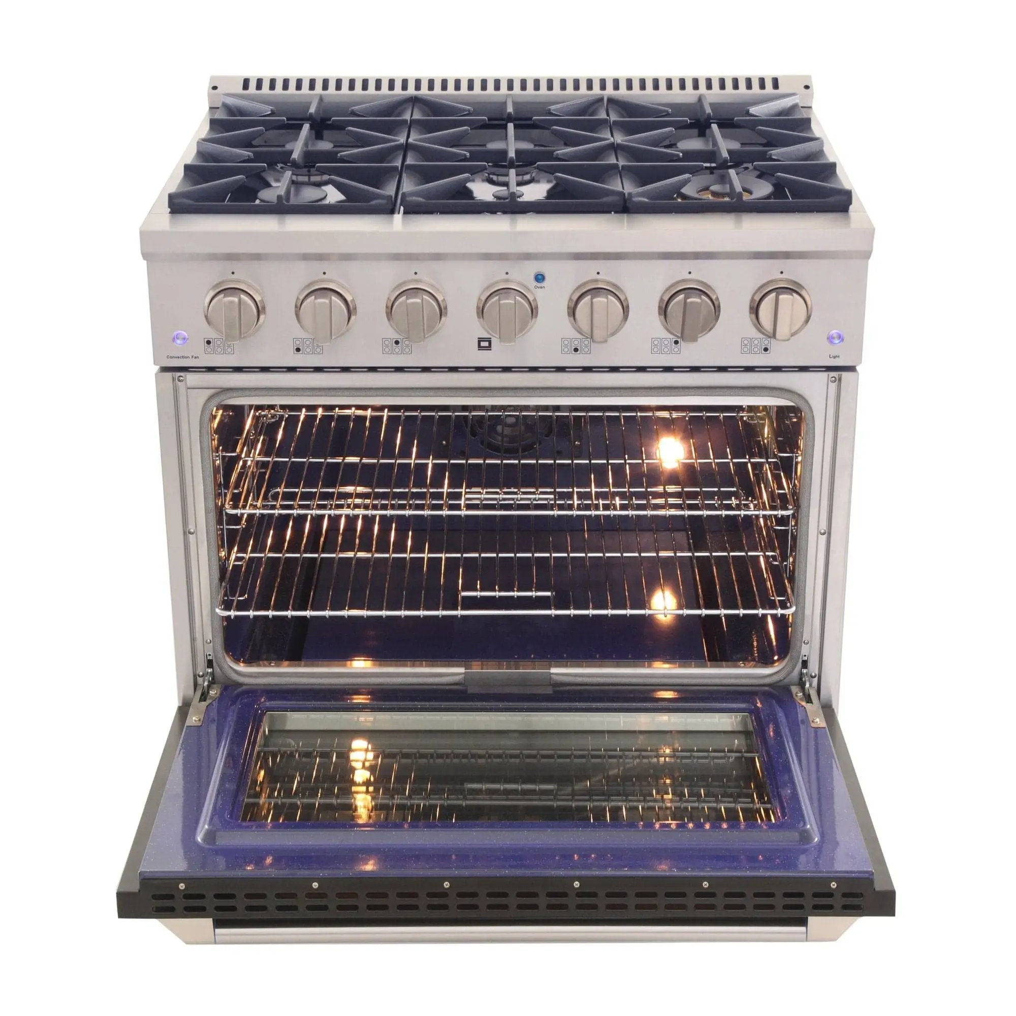 Kucht 36" Gas Range, Stainless Steel with Black Door, KNG361-K by Farmhouse Kitchen and Bath