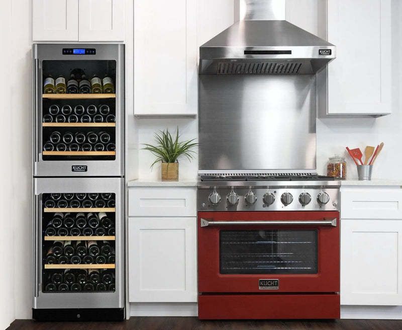 Kucht 36" Gas Range, Stainless Steel with Red Oven Door, KNG361-R by Farmhouse Kitchen and Bath