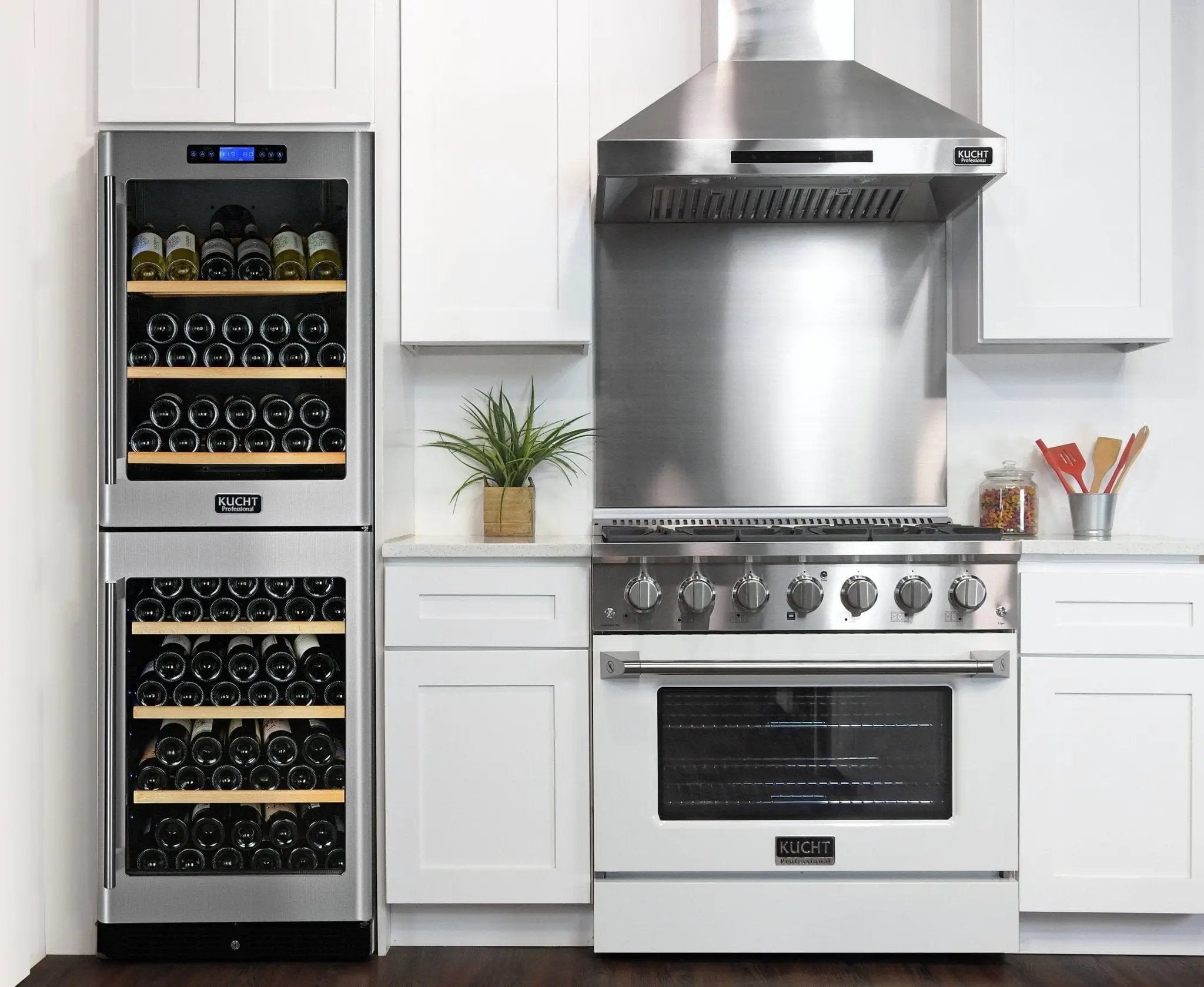 Kucht 36" Gas Range, Stainless Steel with White Oven Door, KNG361-W by Farmhouse Kitchen and Bath