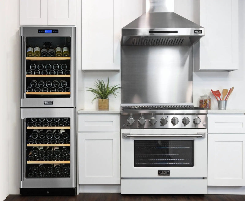 Kucht 36" Gas Range, Stainless Steel with White Oven Door, KNG361-W by Farmhouse Kitchen and Bath