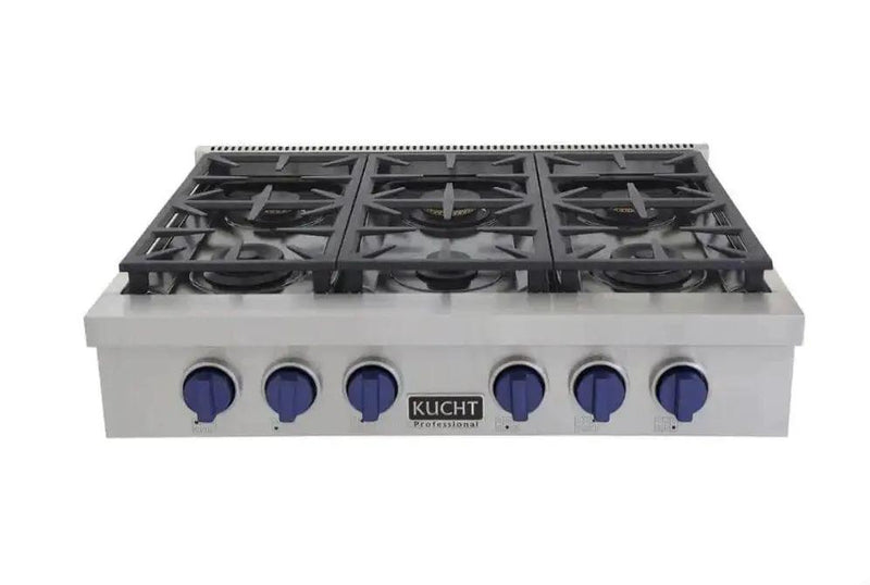 Kucht 36 Inch Gas Sealed Burner Rangetop-KFX369T-B by Farmhouse Kitchen and Bath