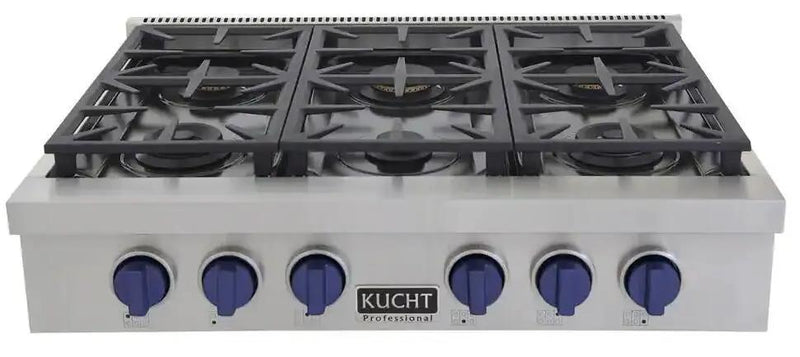 Kucht 36 Inch Gas Sealed Burner Rangetop-KFX369T-B by Farmhouse Kitchen and Bath