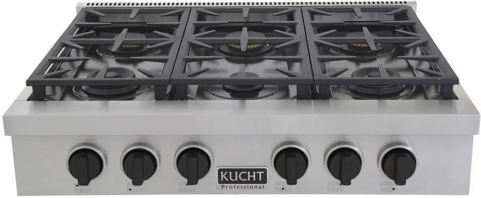 Kucht 36 Inch Gas Sealed Burner Rangetop-KFX369T-K by Farmhouse Kitchen and Bath