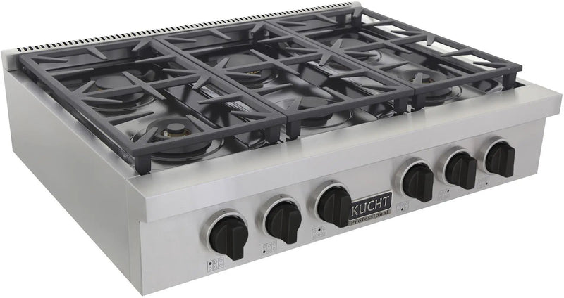 Kucht 36 Inch Gas Sealed Burner Rangetop-KFX369T-K by Farmhouse Kitchen and Bath