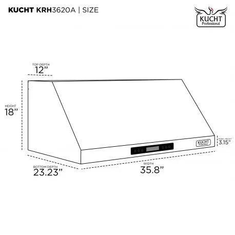 Kucht 36” Professional Stainless Steel, Under Cabinet Hood, KRH3620A by Farmhouse Kitchen and Bath