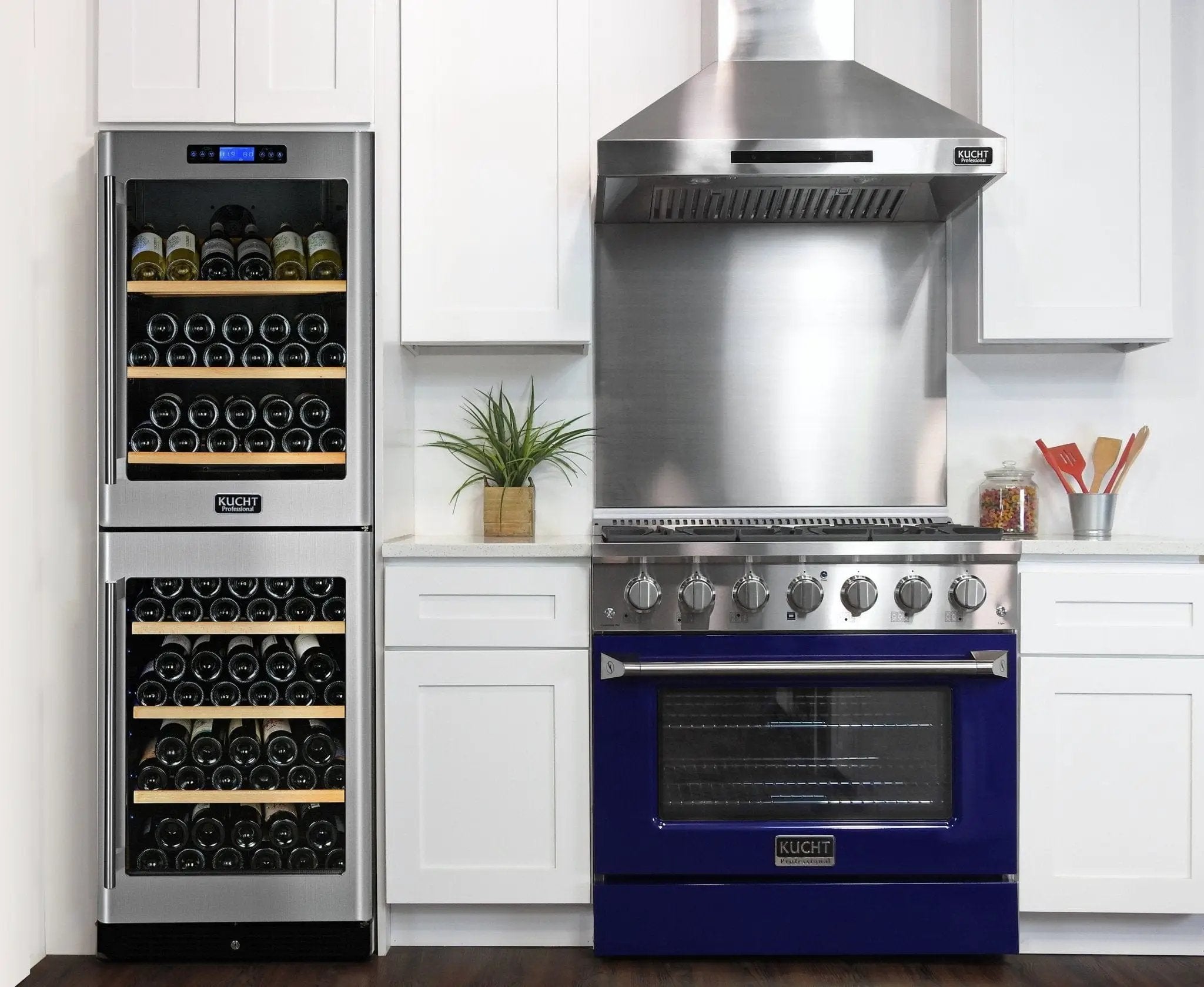 Kucht 36" Propane Range in Stainless Steel, Blue Door, KNG361/LP-B by Farmhouse Kitchen and Bath