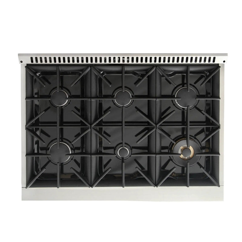 Kucht 36" Propane Range in Stainless Steel, Blue Door, KNG361/LP-B by Farmhouse Kitchen and Bath