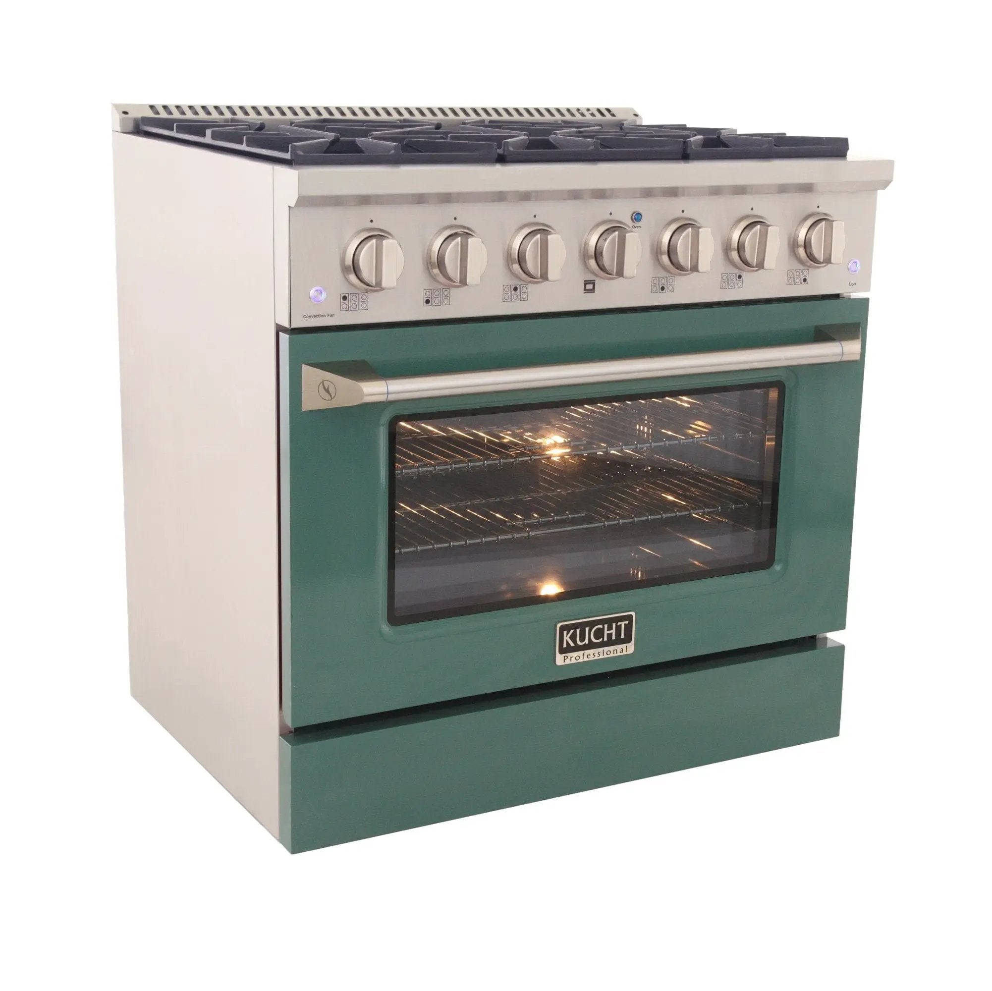 Kucht 36" Propane Range, in Stainless Steel, Green Door, KNG361/LP-G by Farmhouse Kitchen and Bath