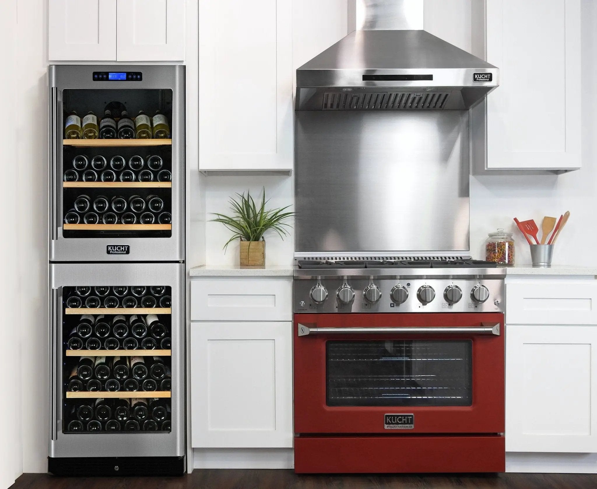 Kucht 36" Propane Range in Stainless Steel, Red Door, KNG361/LP-R by Farmhouse Kitchen and Bath