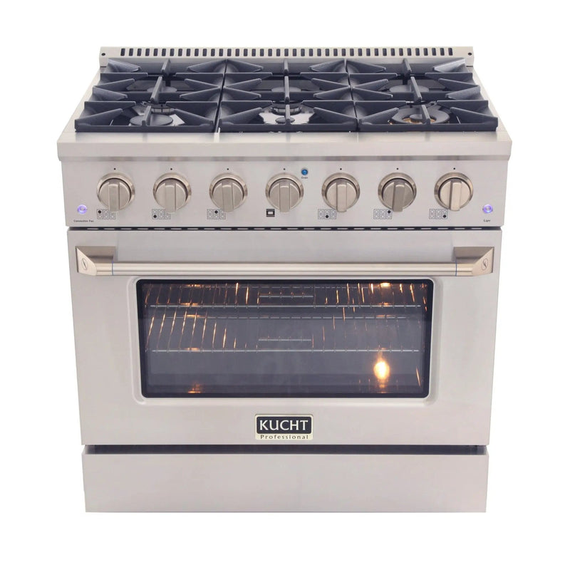 Kucht 36" Propane Range in Stainless Steel, Silver Door, KNG361/LP-S by Farmhouse Kitchen and Bath
