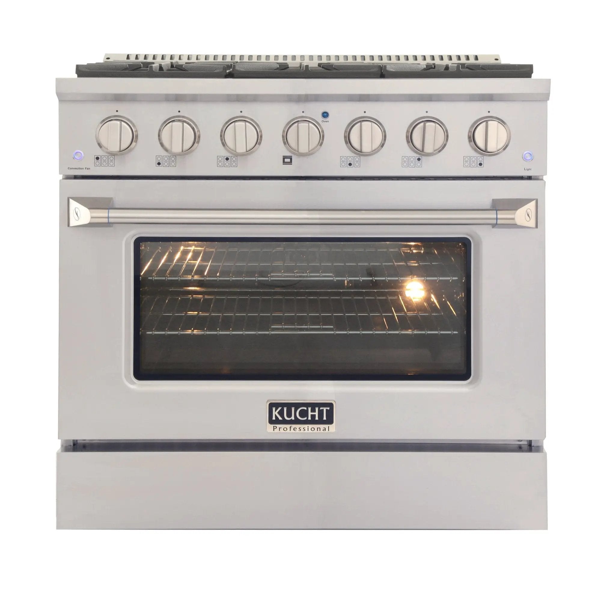 Kucht 36" Propane Range in Stainless Steel, Silver Door, KNG361/LP-S by Farmhouse Kitchen and Bath