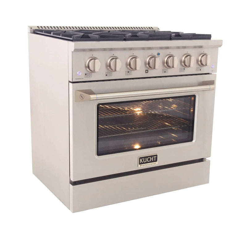 Kucht 36" Propane Range in Stainless Steel, Silver Door, KNG361/LP-S by Farmhouse Kitchen and Bath