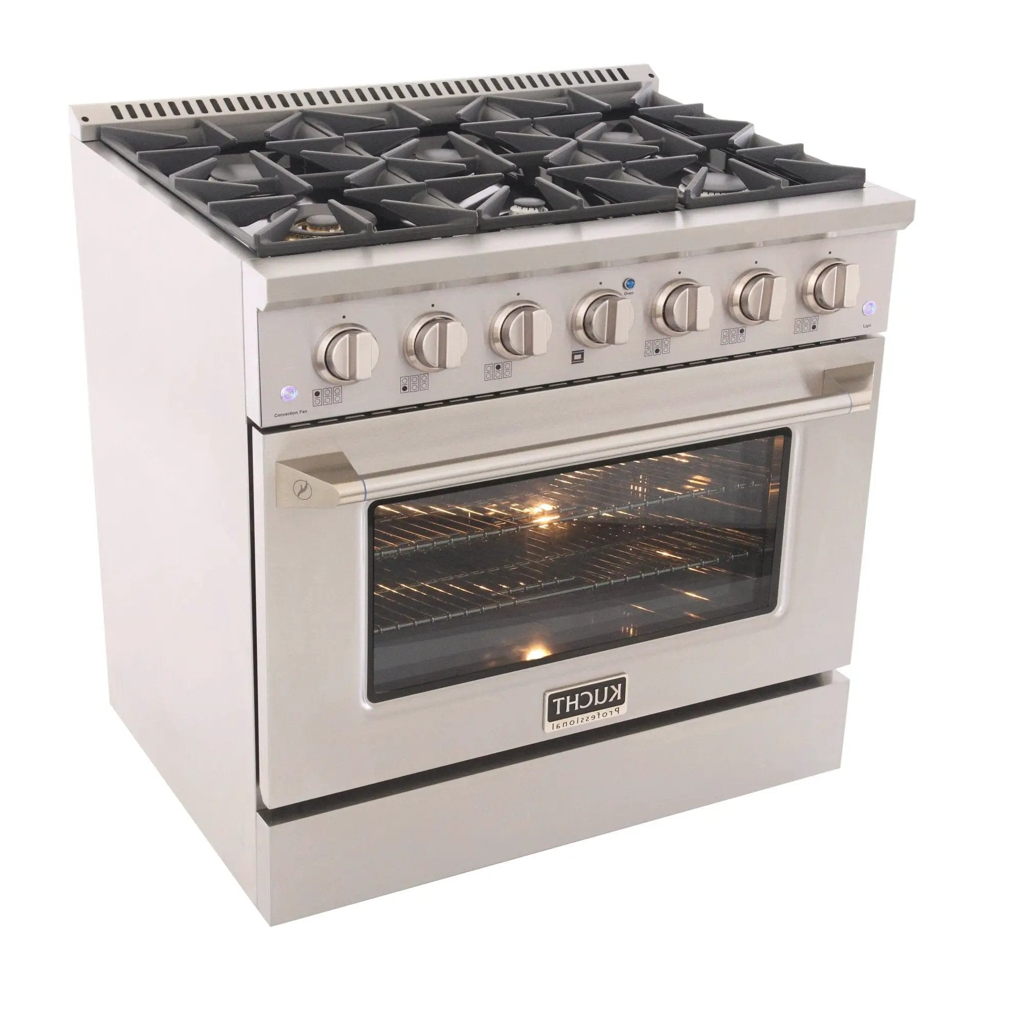 Kucht 36" Propane Range in Stainless Steel, Silver Door, KNG361/LP-S by Farmhouse Kitchen and Bath