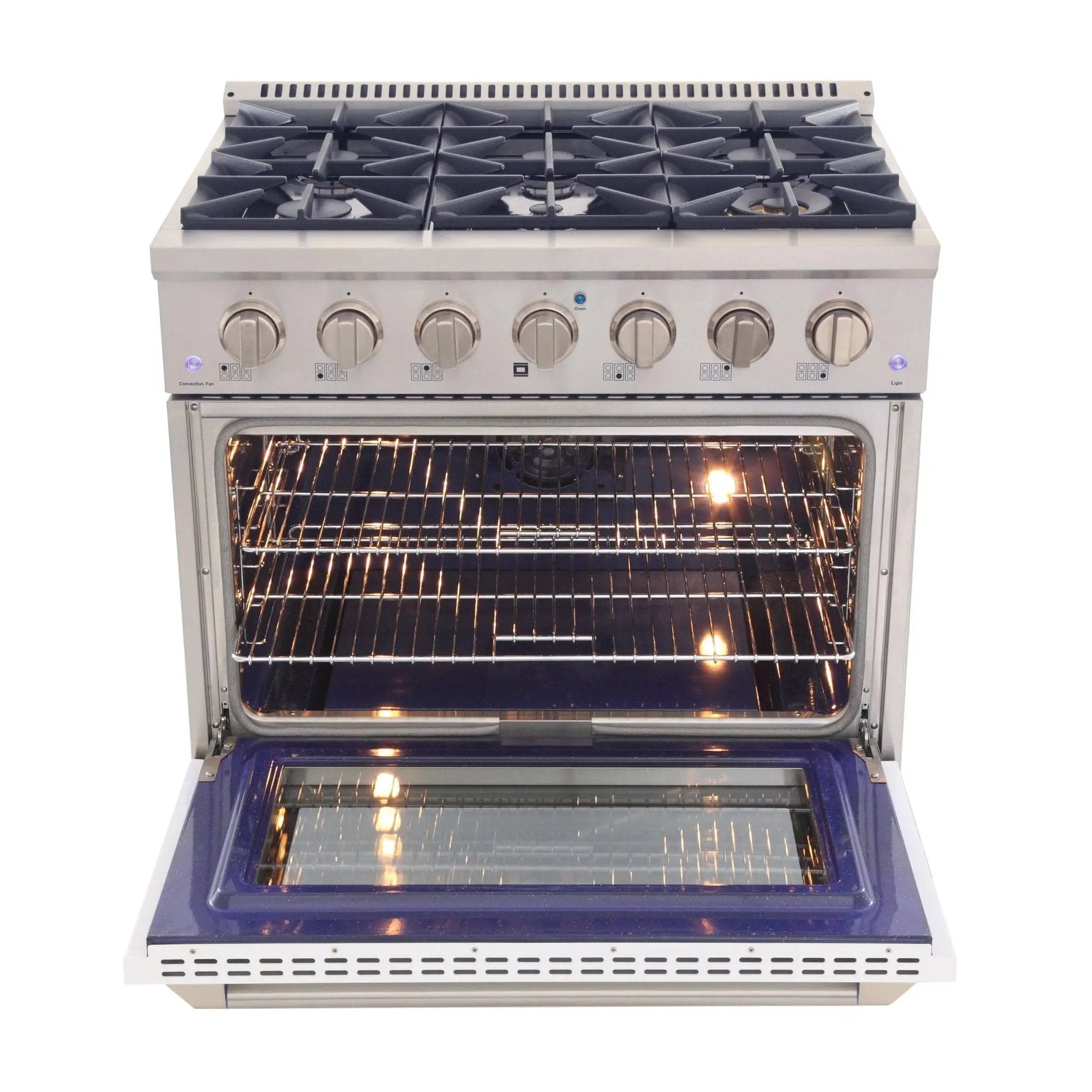 Kucht 36" Propane Range in Stainless Steel, White Door, KNG361/LP-W by Farmhouse Kitchen and Bath