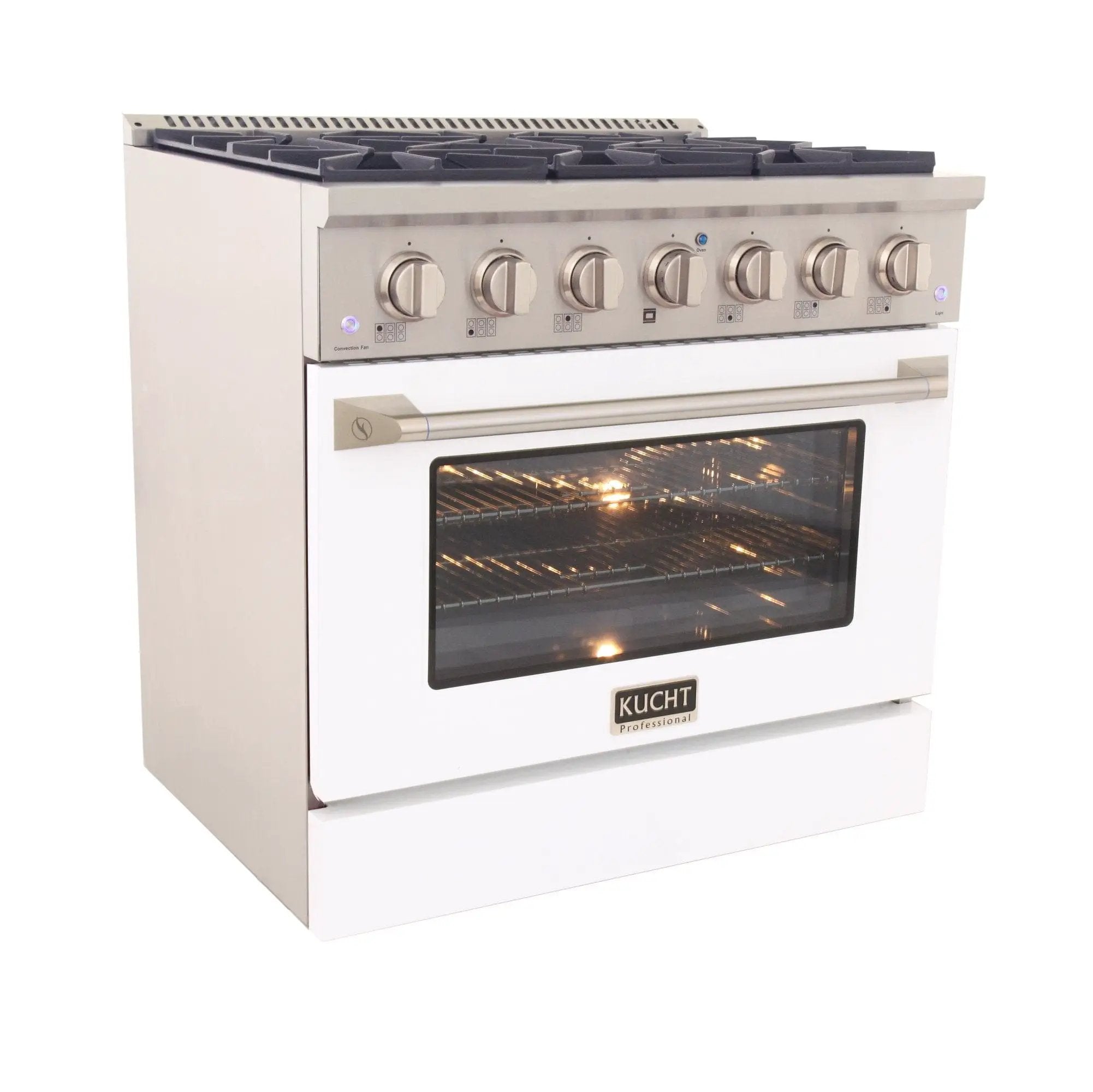 Kucht 36" Propane Range in Stainless Steel, White Door, KNG361/LP-W by Farmhouse Kitchen and Bath