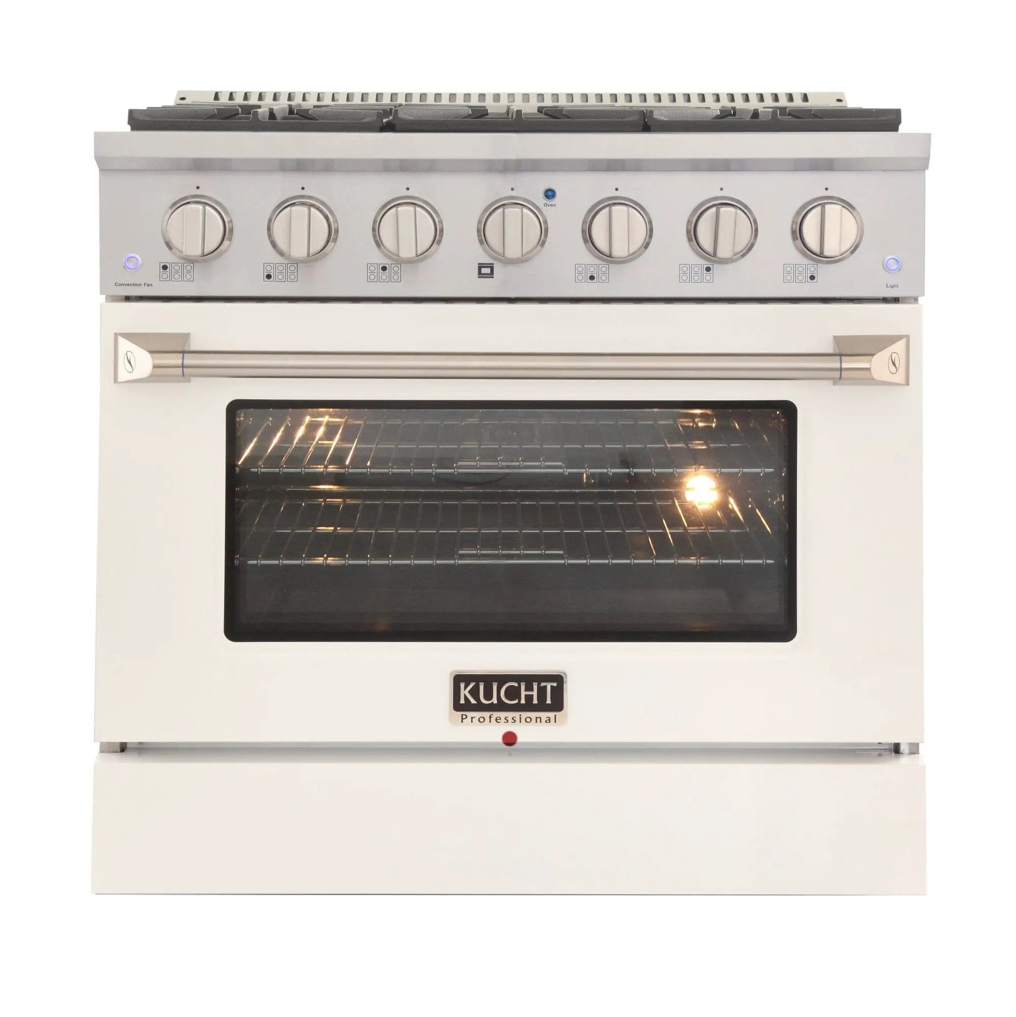 Kucht 36" Propane Range in Stainless Steel, White Door, KNG361/LP-W by Farmhouse Kitchen and Bath
