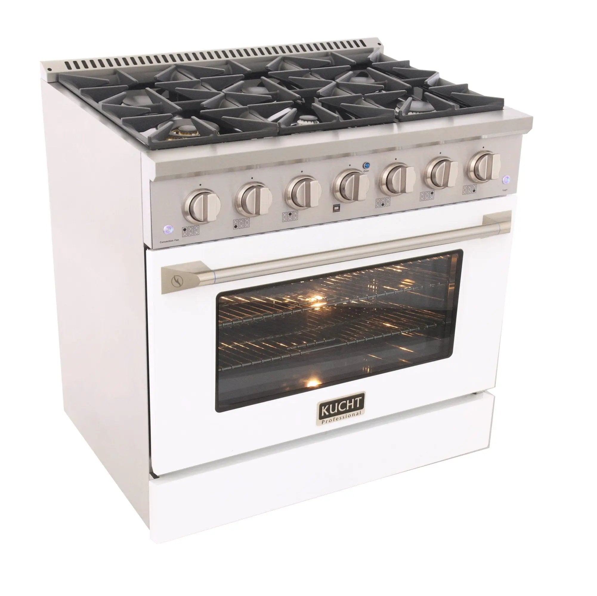 Kucht 36" Propane Range in Stainless Steel, White Door, KNG361/LP-W by Farmhouse Kitchen and Bath