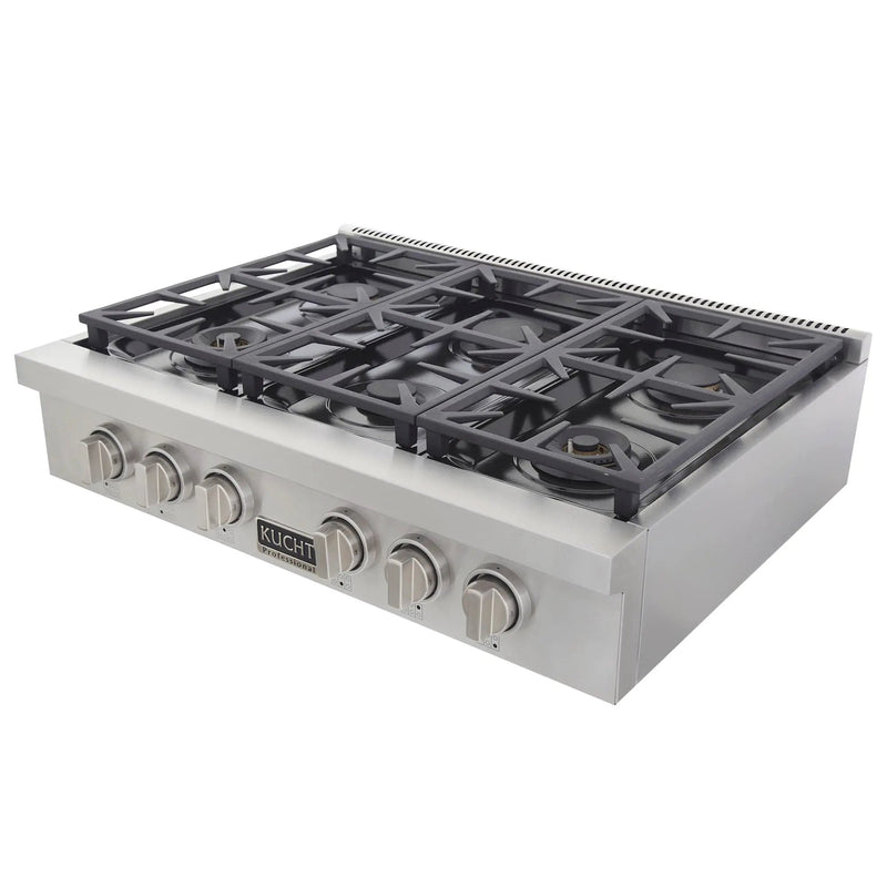 Kucht 36" Stainless Propane Cooktop-KFX369T/LP-S by Farmhouse Kitchen and Bath