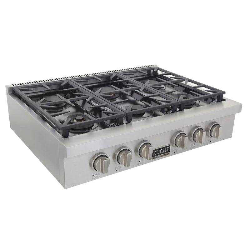 Kucht 36" Stainless Propane Cooktop-KFX369T/LP-S by Farmhouse Kitchen and Bath