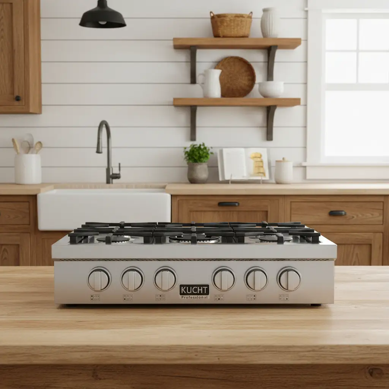 Kucht 36" Stainless Propane Cooktop-KFX369T/LP-S by Farmhouse Kitchen and Bath