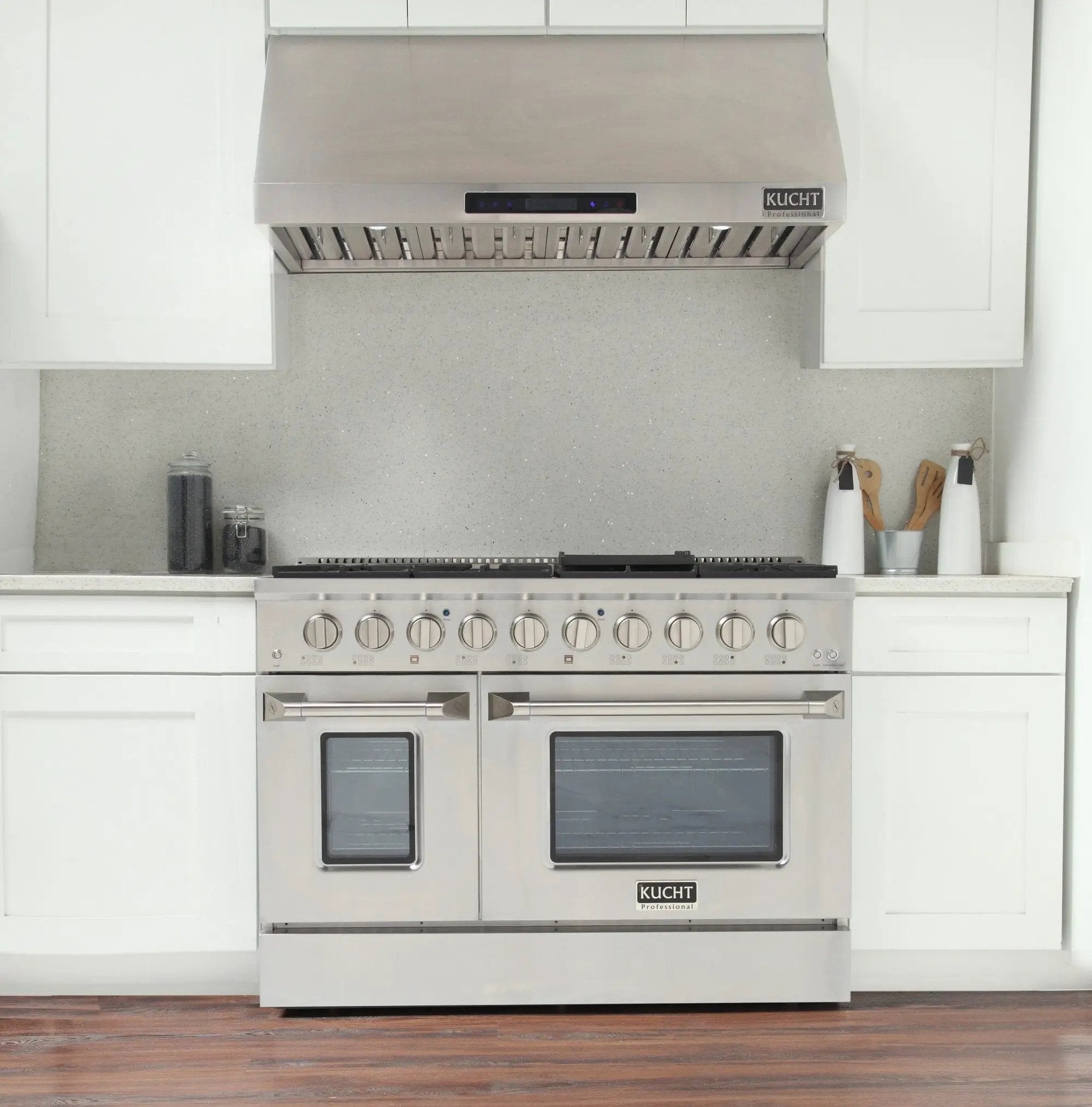 Kucht 48" Gas Range in Stainless Steel, Silver Oven Doors, KNG481-S by Farmhouse Kitchen and Bath