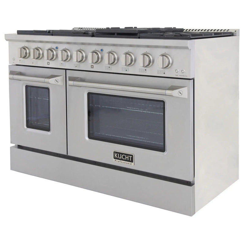 Kucht 48" Gas Range in Stainless Steel, Silver Oven Doors, KNG481-S by Farmhouse Kitchen and Bath