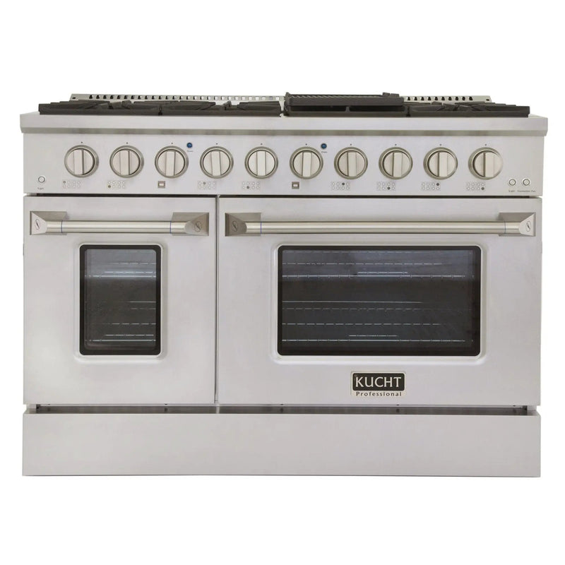 Kucht 48" Gas Range in Stainless Steel, Silver Oven Doors, KNG481-S by Farmhouse Kitchen and Bath