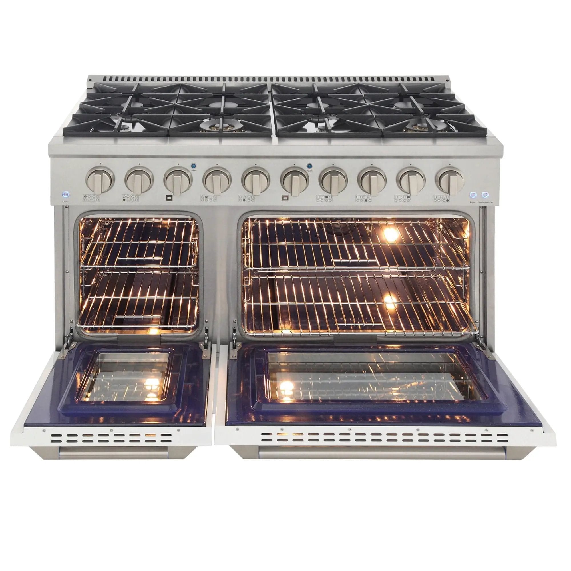 Kucht 48" Gas Range in Stainless Steel, White Oven Doors, KNG481-W by Farmhouse Kitchen and Bath