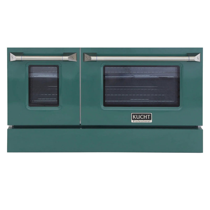 Kucht 48" Gas Range in Stainless Steel with Green Oven Doors, KNG481-G by Farmhouse Kitchen and Bath