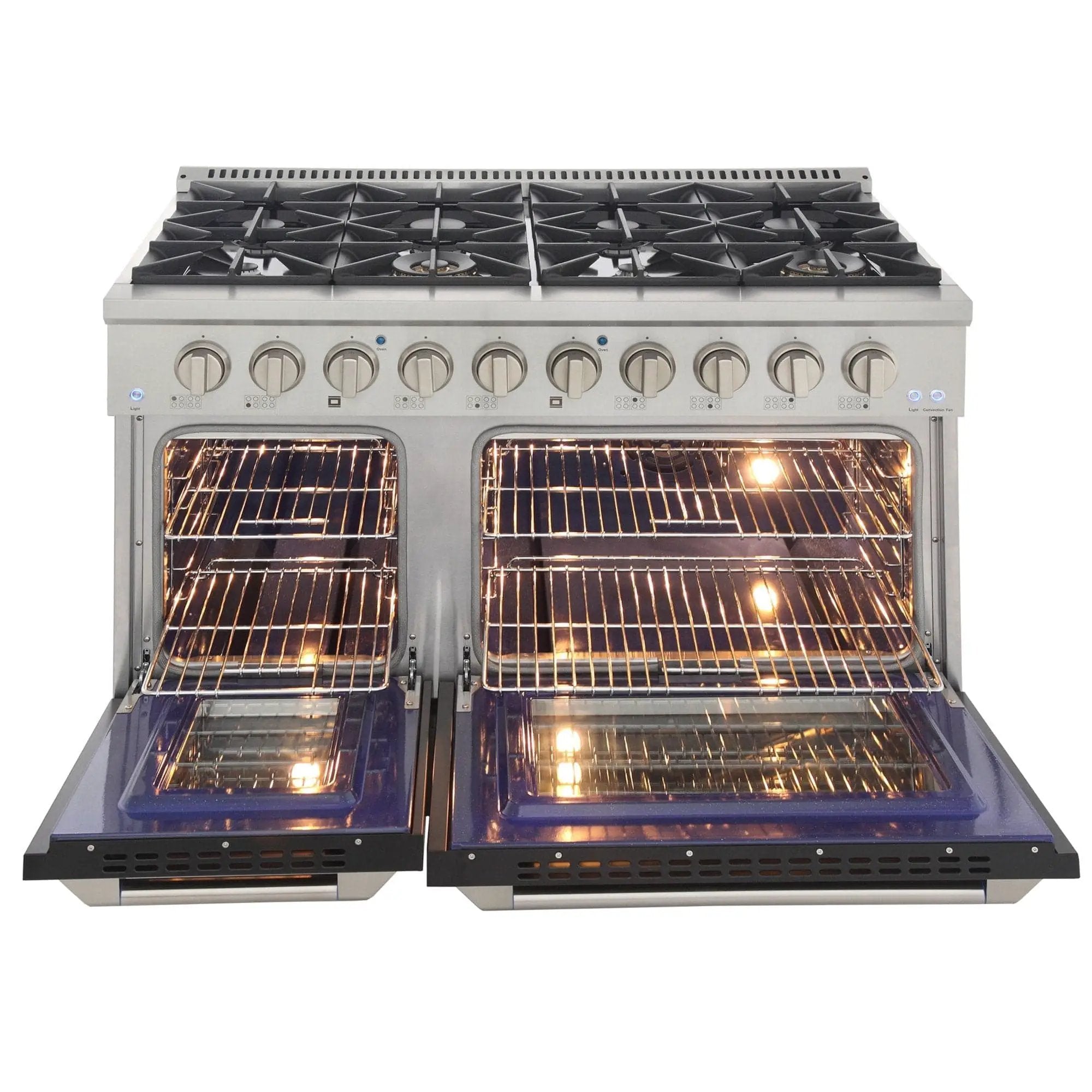 Kucht 48" Gas Range, Stainless Steel, Black Oven Doors, KNG481-K by Farmhouse Kitchen and Bath