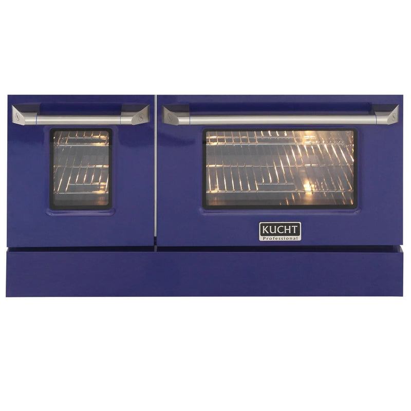 Kucht 48" Gas Range, Stainless Steel with Blue Oven Doors, KNG481-B by Farmhouse Kitchen and Bath