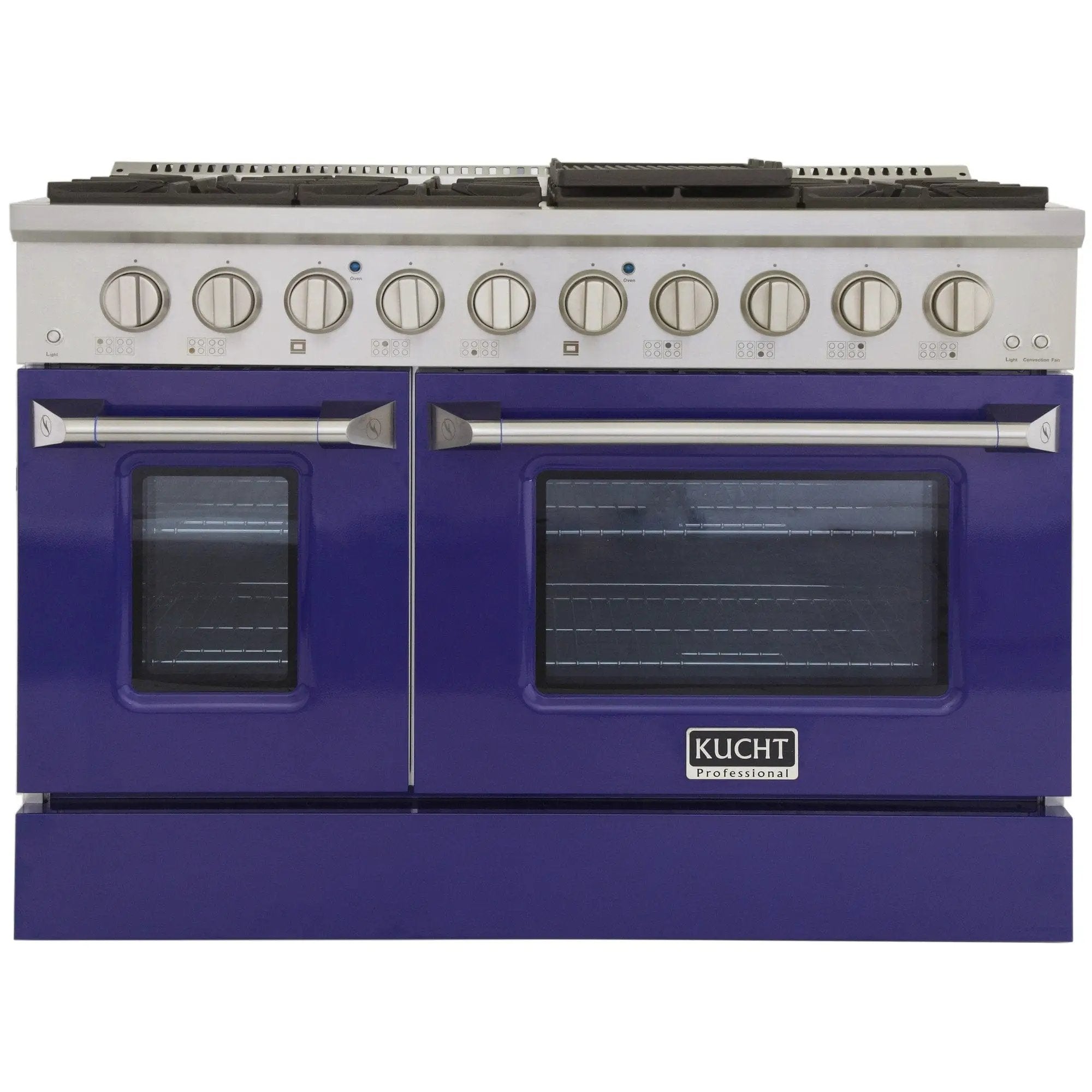 Kucht 48" Gas Range, Stainless Steel with Blue Oven Doors, KNG481-B by Farmhouse Kitchen and Bath