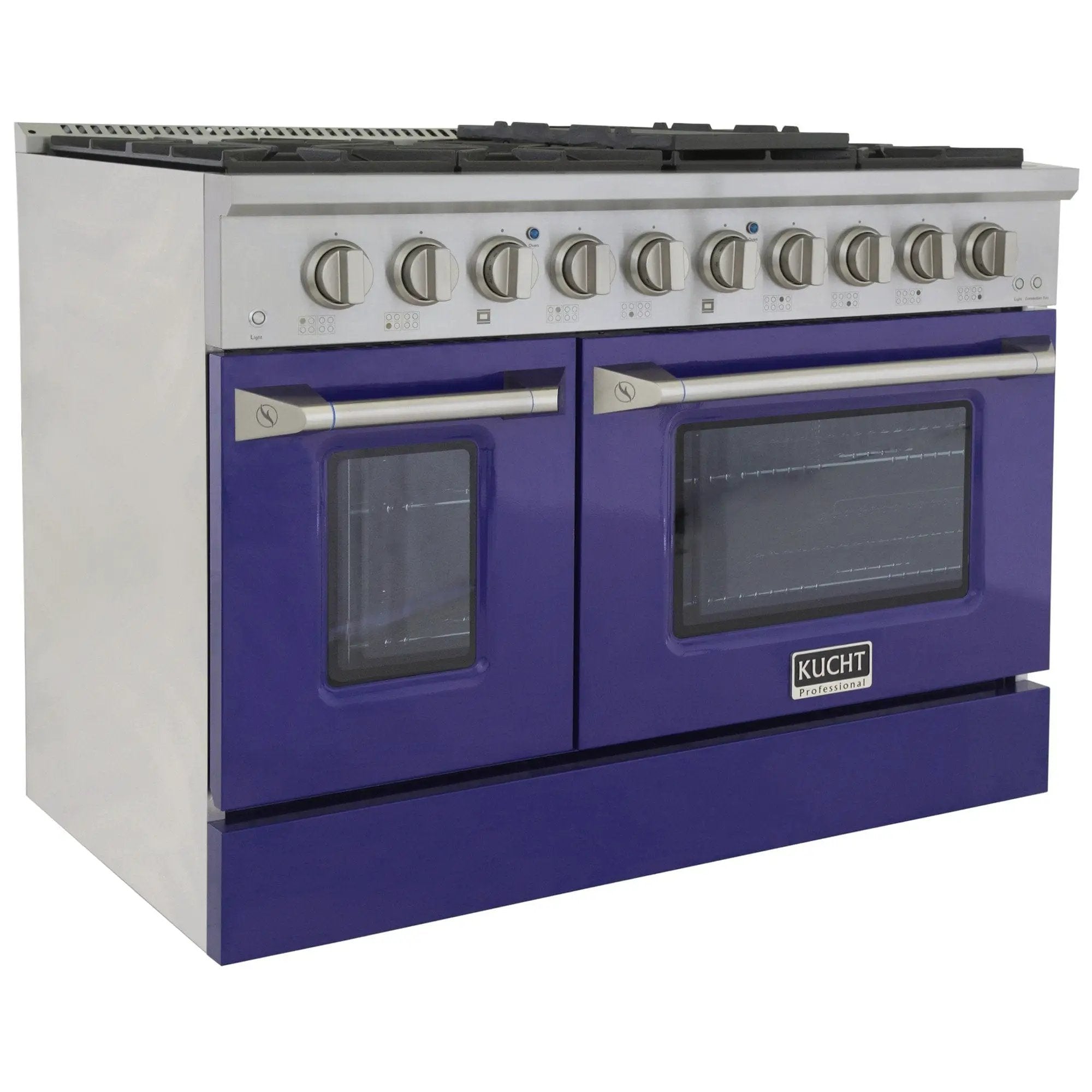 Kucht 48" Propane Range in Stainless Steel, Blue Doors, KNG481/LP-B by Farmhouse Kitchen and Bath