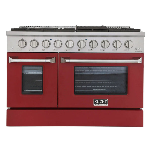 Kucht 48" Propane Range in Stainless Steel, Red Doors, KNG481/LP-R, photo 2 of 23