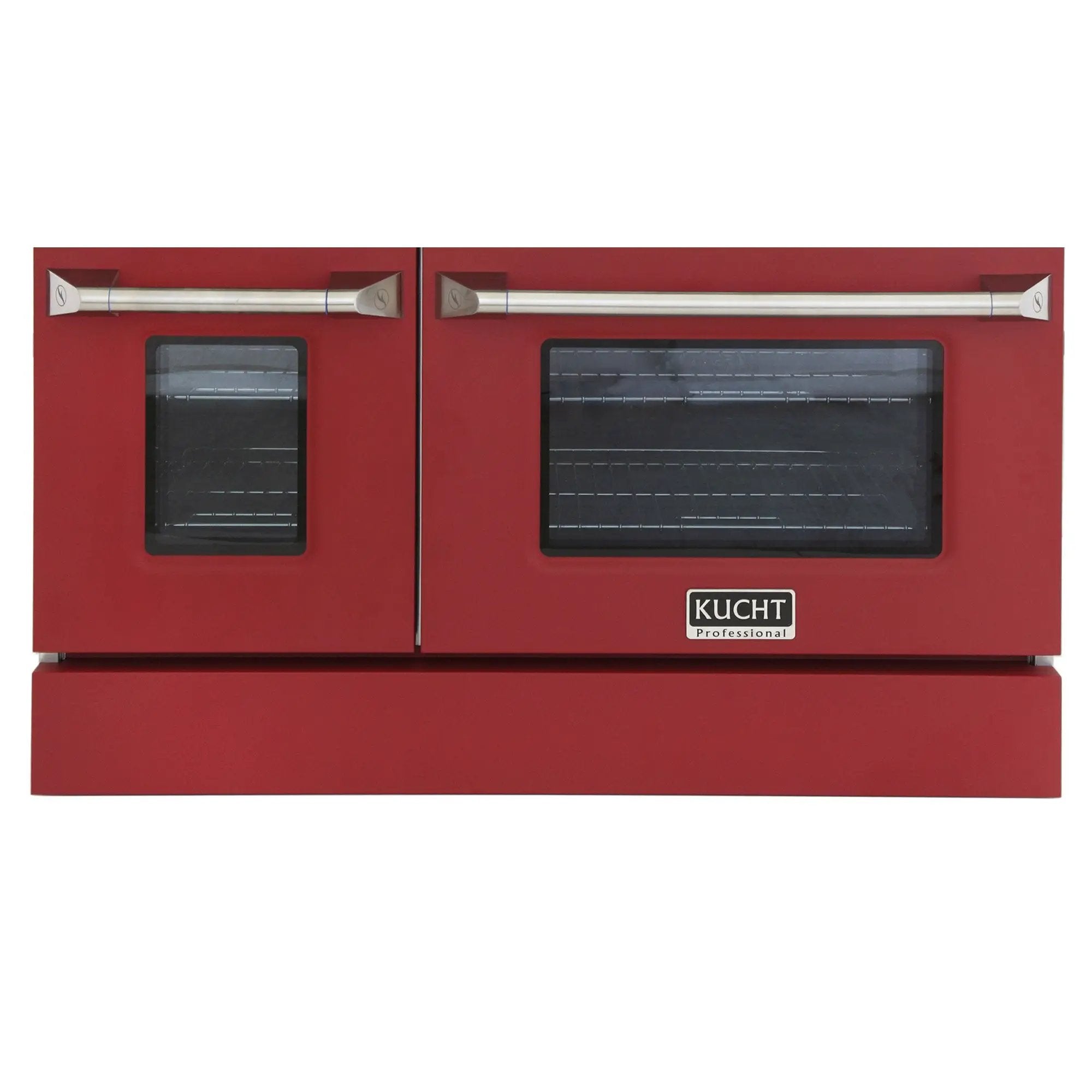 Kucht 48" Propane Range in Stainless Steel, Red Doors, KNG481/LP-R by Farmhouse Kitchen and Bath