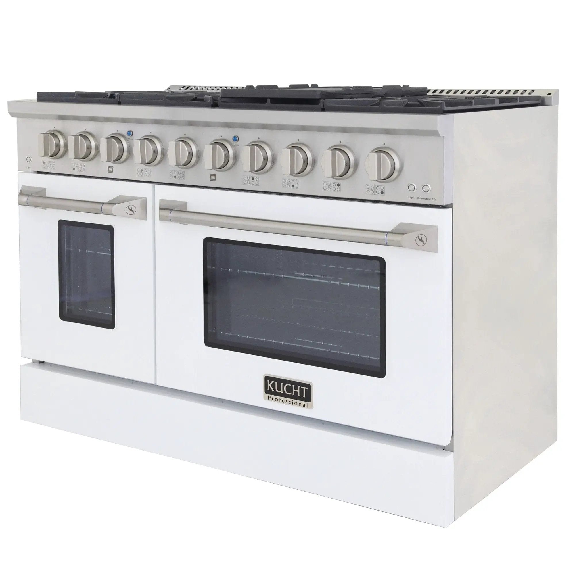 Kucht 48" Propane Range in Stainless Steel, White Doors, KNG481/LP-W by Farmhouse Kitchen and Bath